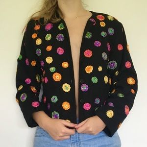 Vintage Polka Dot Embroidered Jacket